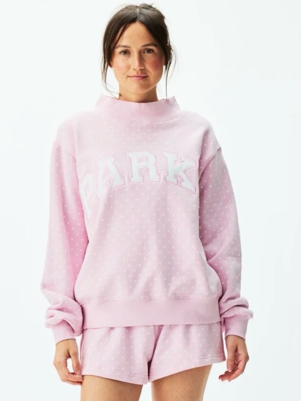 Parke Pink All Over Polka Dot Women's Mockneck Sweater‼️SOLD OUT‼️